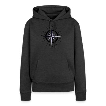 Compass nautique - Sweat à capuche Premium bio Femme - anthracite chiné - Devant - Selfina (174cm)