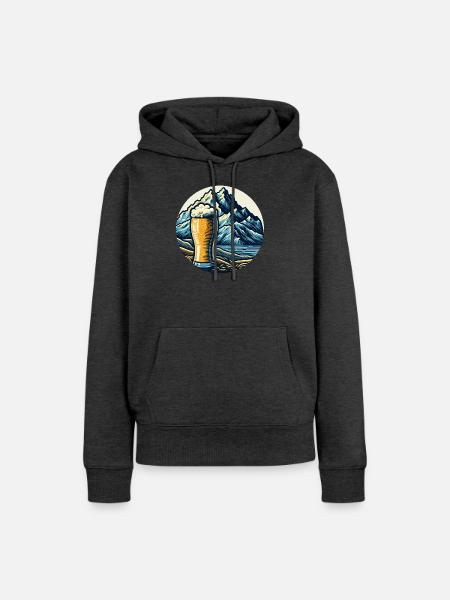 Gebirgs-Bierlandschaft Illustration - Frauen Premium Bio Hoodie - Anthrazit meliert