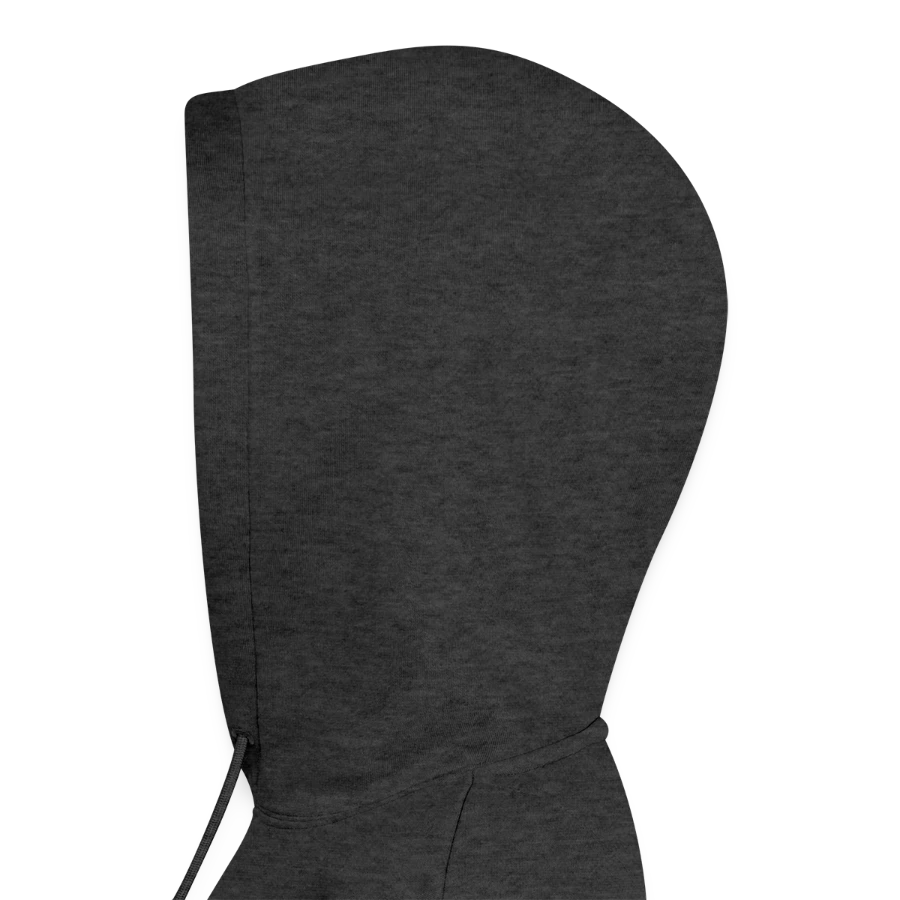 Kraken Island badge on a women’s premium organic hoodie, heather anthracite, hood left