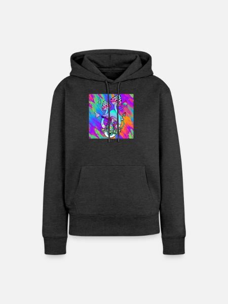 Zauberpilze bunt Psychedelische Pilz Kunst - Frauen Premium Bio Hoodie - Anthrazit meliert
