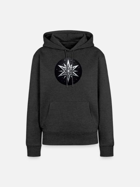 Stern weiß grau Faltkunst - Frauen Premium Bio Hoodie - Anthrazit meliert