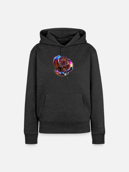 Irisierende Regenbogenrose - Frauen Premium Bio Hoodie - Anthrazit meliert