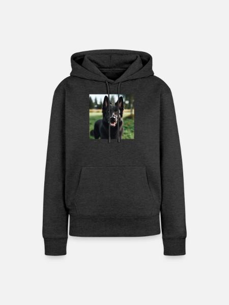 Schwarzer Deutscher Schäferhund - Frauen Premium Bio Hoodie - Anthrazit meliert