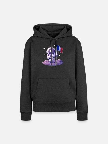 Französischer Astronaut - Frauen Premium Bio Hoodie - Anthrazit meliert