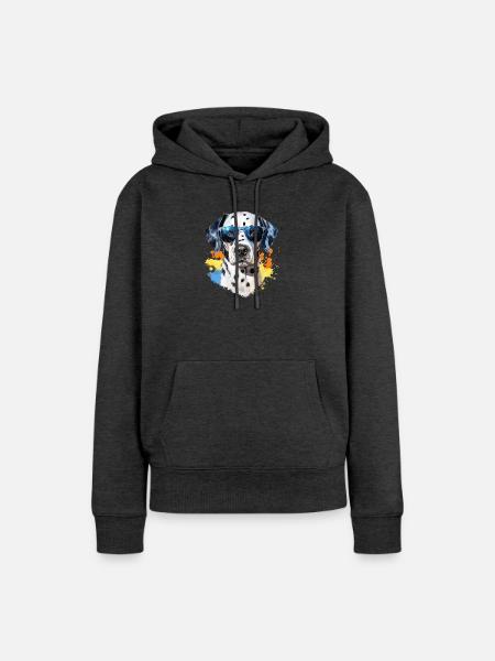 Dalmatiner mit Sonnenbrille - Frauen Premium Bio Hoodie - Anthrazit meliert