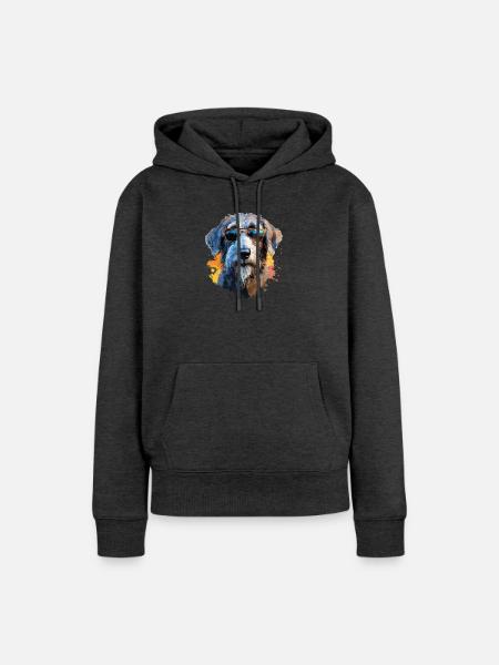 Wolfshund mit Sonnenbrille - Frauen Premium Bio Hoodie - Anthrazit meliert