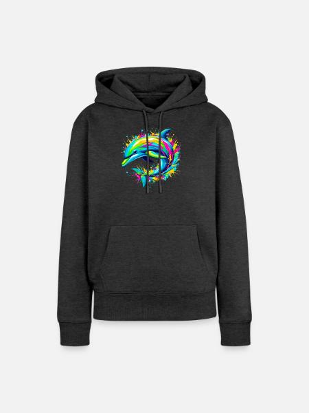Delfin - Frauen Premium Bio Hoodie - Anthrazit meliert