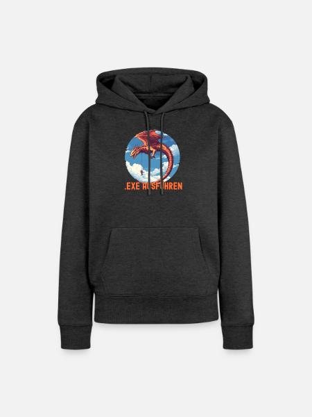 EXE AUSFÜHREN Drachen Admin IT Informatik Lustig - Frauen Premium Bio Hoodie - Anthrazit meliert