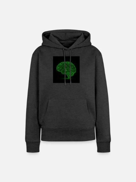 NeonTech Brain Geist trifft Schaltkreis - Frauen Premium Bio Hoodie - Anthrazit meliert