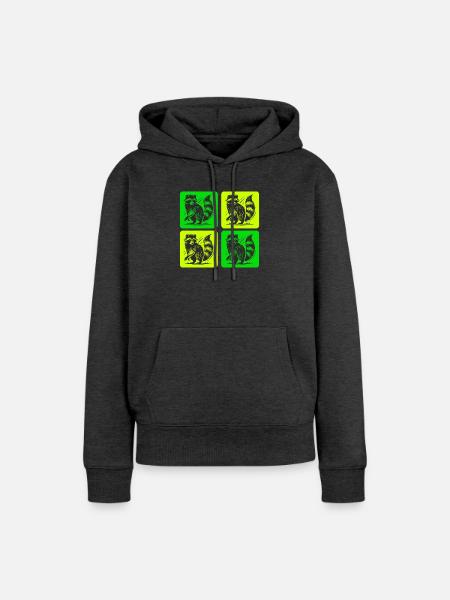 Stylischer Waschbär Retro Design - Frauen Premium Bio Hoodie - Anthrazit meliert