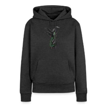 Grüner Efeu umrankter Schutzengel - Frauen Premium Bio Hoodie - Anthrazit meliert - Vorne - Selfina (174cm)