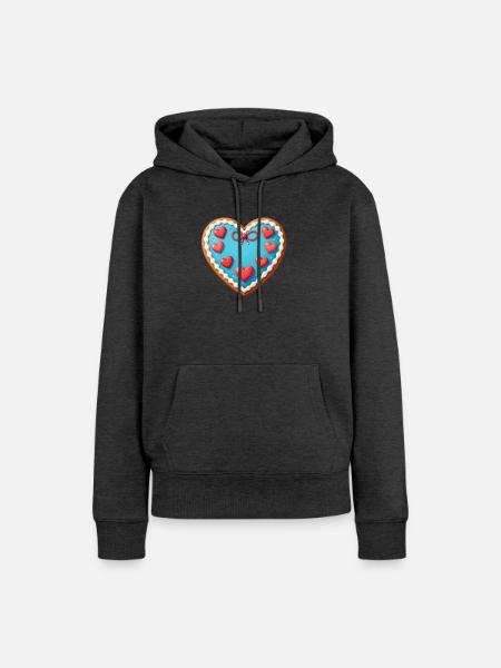 Lebkuchenherz Herz aus Lebkuchen Geschenk  - Frauen Premium Bio Hoodie - Anthrazit meliert