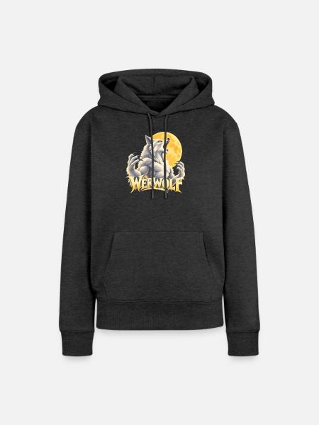 Werwolf Mondlicht Kraft - Frauen Premium Bio Hoodie - Anthrazit meliert