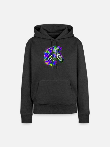 Zebra - Frauen Premium Bio Hoodie - Anthrazit meliert