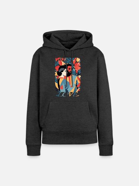 Abstrakte Kunst Mann und Frau - Frauen Premium Bio Hoodie - Anthrazit meliert