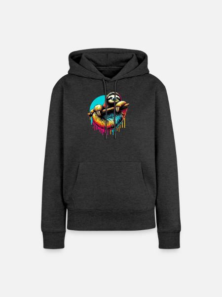 Faultier - Frauen Premium Bio Hoodie - Anthrazit meliert