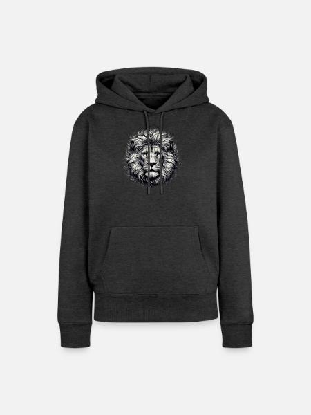 Löwe - Frauen Premium Bio Hoodie - Anthrazit meliert