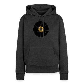 broken record cd vinyl - Frauen Premium Bio Hoodie - Anthrazit meliert - Vorne - Selfina (174cm)