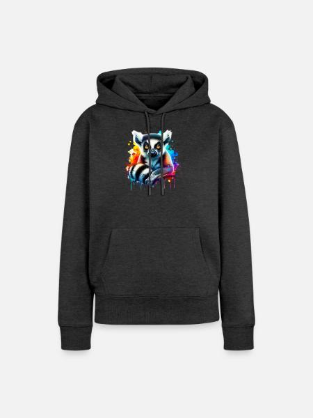 Lemur - Frauen Premium Bio Hoodie - Anthrazit meliert