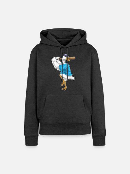 Ente Baseball Baseballschläger - Frauen Premium Bio Hoodie - Anthrazit meliert