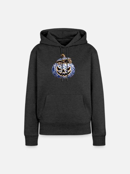 Halloween-Porzellan-Kurbis - Frauen Premium Bio Hoodie - Anthrazit meliert