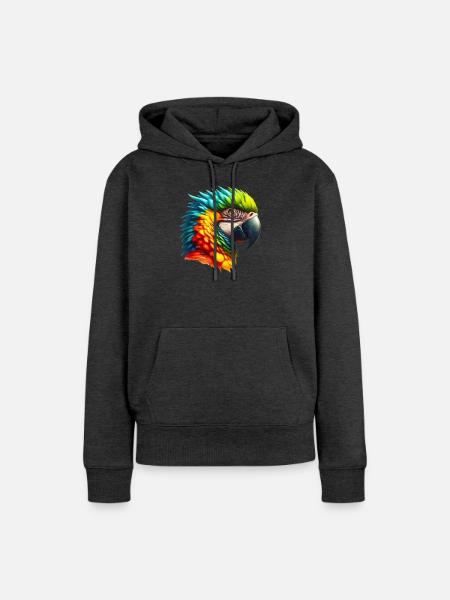 Papagei - Frauen Premium Bio Hoodie - Anthrazit meliert