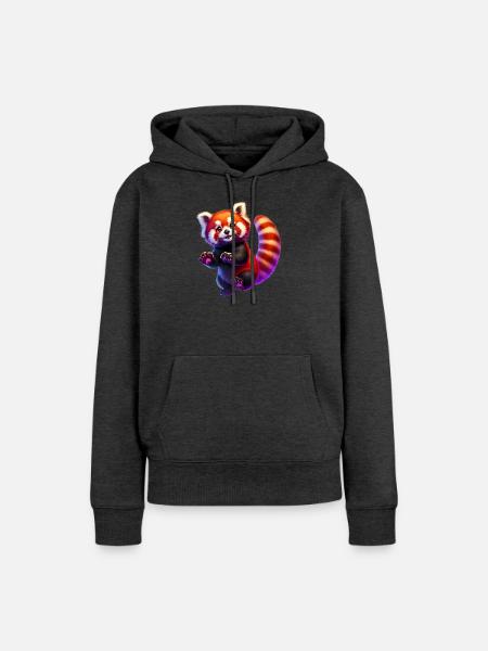Kleiner Panda - Frauen Premium Bio Hoodie - Anthrazit meliert