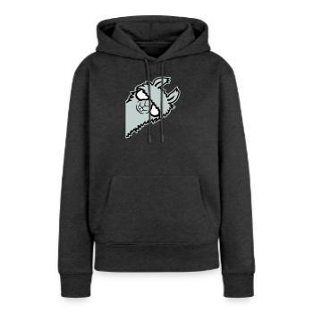 lama mentant nerd de lunettes arrogant animal drôle - Sweat à capuche Premium bio Femme - anthracite chiné - Devant - Selfina (174cm)