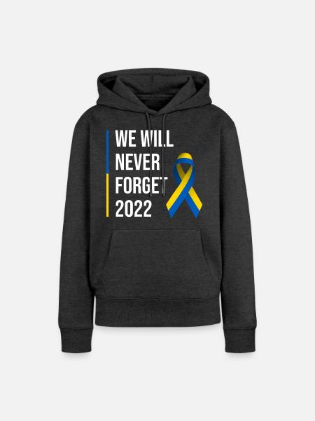 Ukraine Krieg Frieden Schleife - Frauen Premium Bio Hoodie - Anthrazit meliert