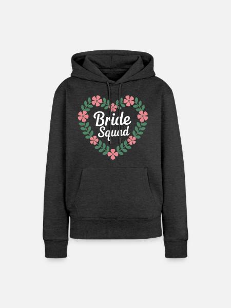 Bride Squad Blumenherz - Frauen Premium Bio Hoodie - Anthrazit meliert