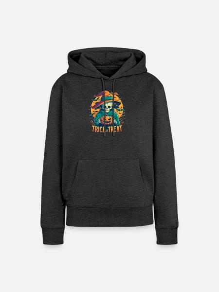 Trick or Treat - Frauen Premium Bio Hoodie - Anthrazit meliert