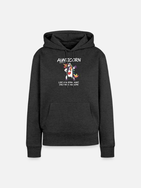 Aunticorn Tante Einhorn Dabbing Spruch Awesome - Frauen Premium Bio Hoodie - Anthrazit meliert