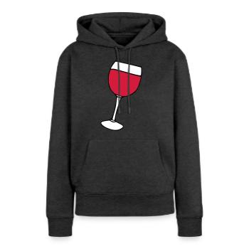 Vin rouge dans le verre - Sweat à capuche Premium bio Femme - anthracite chiné - Devant - Selfina (174cm)