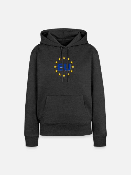 EU Symbol im Sternenring - Frauen Premium Bio Hoodie - Anthrazit meliert