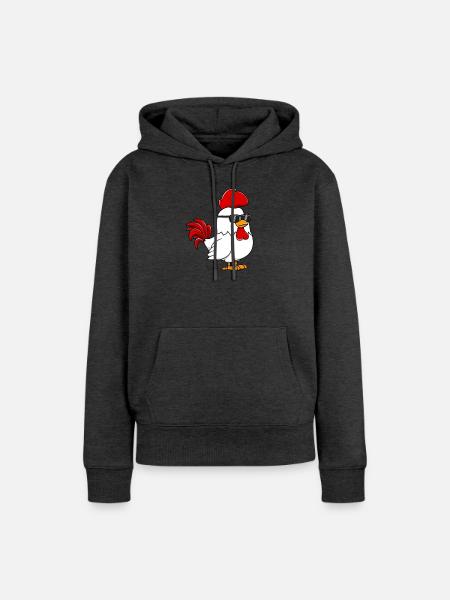 Hahn Huhn - Frauen Premium Bio Hoodie - Anthrazit meliert