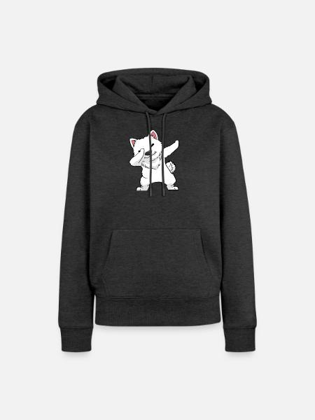 Samojede Dabbing Kawaii - Frauen Premium Bio Hoodie - Anthrazit meliert