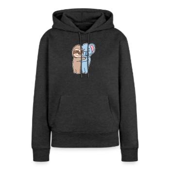 Câlins paresseux et koala - câlins - Sweat à capuche Premium bio Femme - anthracite chiné - Devant - Selfina (174cm)