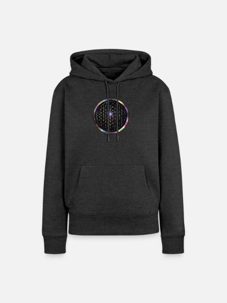 Blume der Leben Kosmos Kreis - Frauen Premium Bio Hoodie - Anthrazit meliert