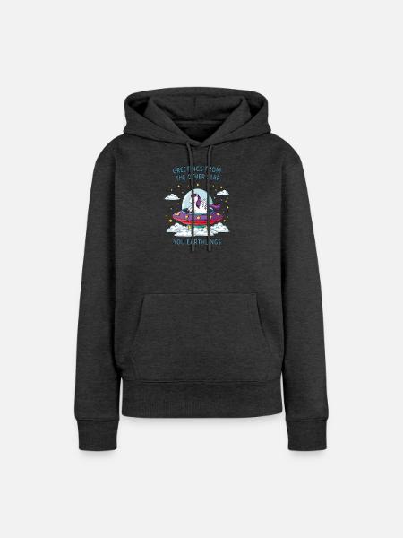 Einhorn aus dem All - Frauen Premium Bio Hoodie - Anthrazit meliert