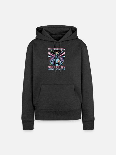 Birthday Gamer VR - Frauen Premium Bio Hoodie - Anthrazit meliert