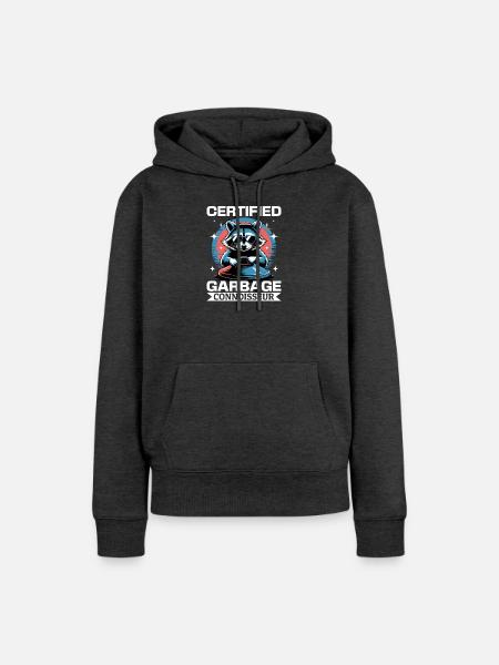 Funny Raccoon - Frauen Premium Bio Hoodie - Anthrazit meliert