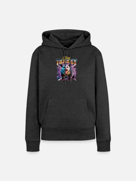 Funny Opossum - Frauen Premium Bio Hoodie - Anthrazit meliert