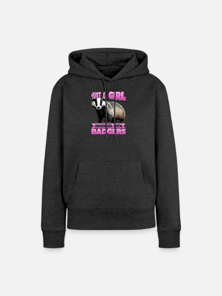 Funny Animal Badger - Frauen Premium Bio Hoodie - Anthrazit meliert