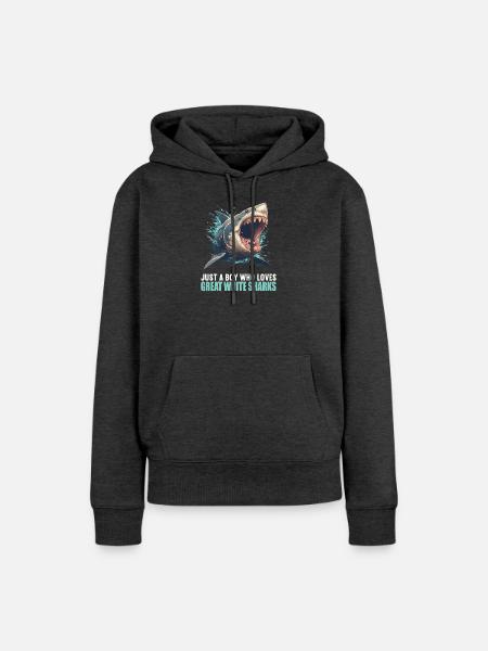 Weißer Haie Weißer Hai - Frauen Premium Bio Hoodie - Anthrazit meliert