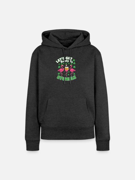 St Patricks Day Flamingos Prost - Frauen Premium Bio Hoodie - Anthrazit meliert