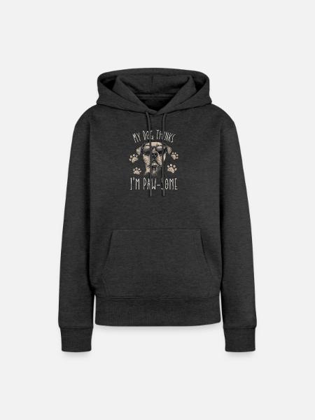 Cooler Pfotenhund - Frauen Premium Bio Hoodie - Anthrazit meliert