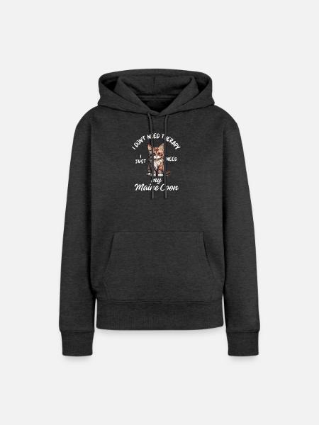 Maine Coon Therapie - Frauen Premium Bio Hoodie - Anthrazit meliert