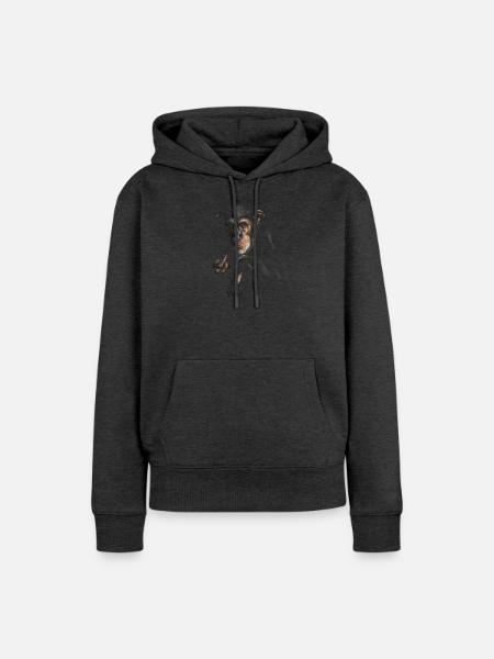 Schimpanse - Frauen Premium Bio Hoodie - Anthrazit meliert