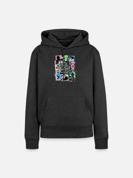 Peace Nie Wieder Krieg - Frauen Premium Bio Hoodie - Anthrazit meliert