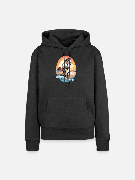 Pferd am Strand - Frauen Premium Bio Hoodie - Anthrazit meliert